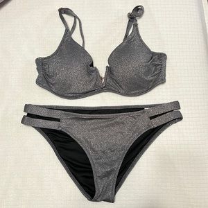 Shade & Shore Sparkly Grey Bikini Set